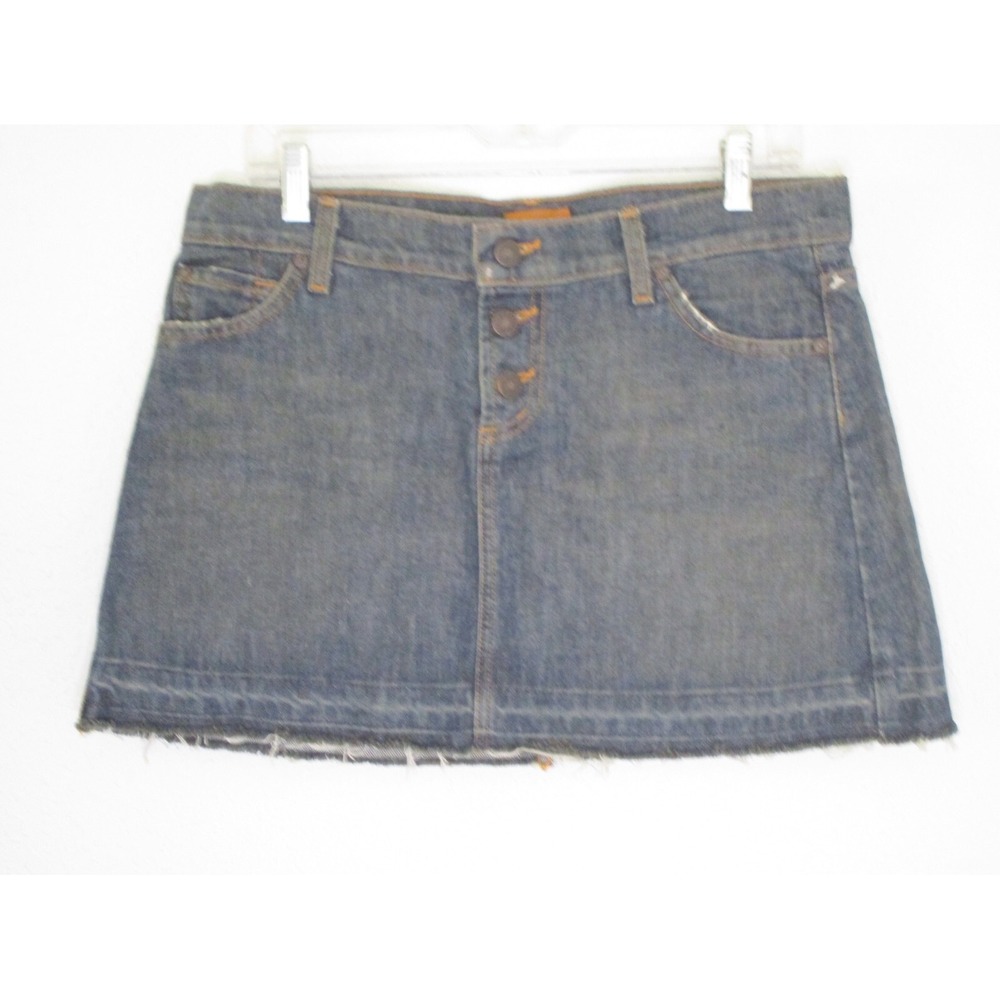 James Preserved Denim Frayed Jean Skirt Women's Size 30 Made in USA 100% Cotton